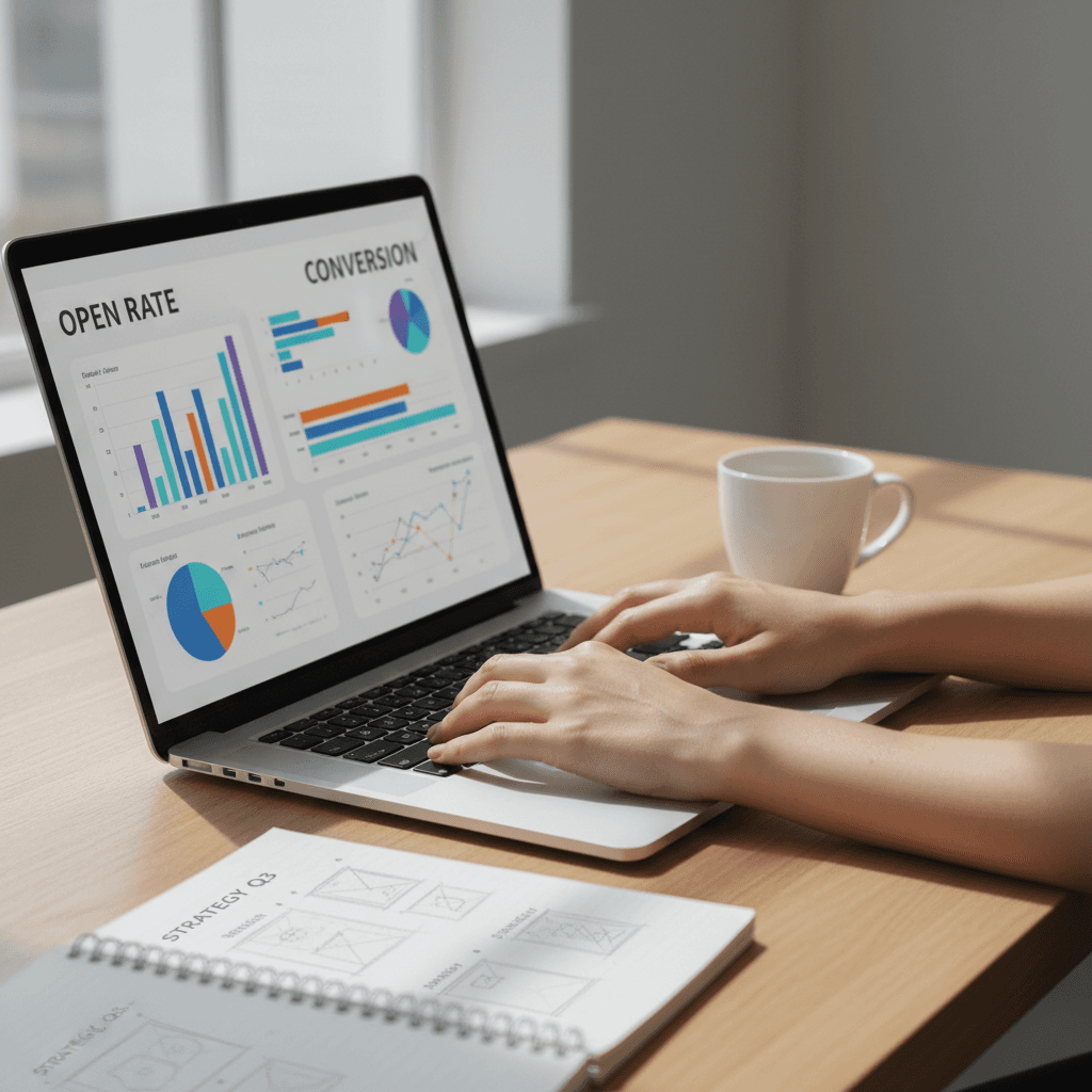 Marketing automation dashboard showing email sequences and workflow